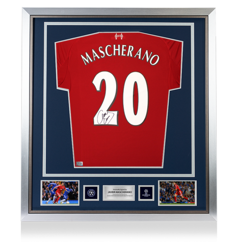Javier Mascherano Official UEFA Champions League Back Signed and Framed Liverpool 2025-26 Home Shirt