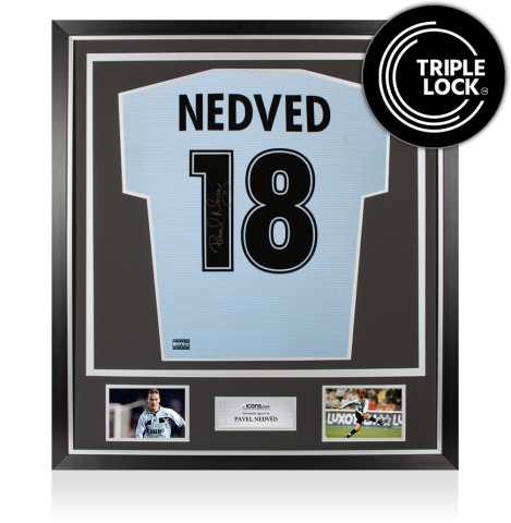 Pavel Nedved Back Signed SS Lazio 1998-00 Home Shirt In Classic Frame