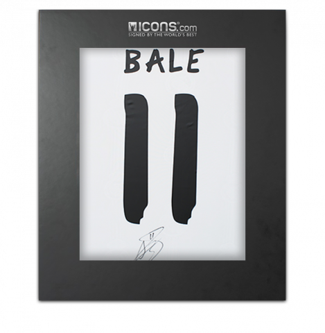 Gareth Bale Back Signed Real Madrid Modern Home Shirt with Fan Style Numbers In Deluxe Packaging