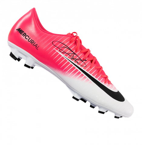 Eden Hazard Signed Pink and White Nike Mercurial Vapor XI Boot