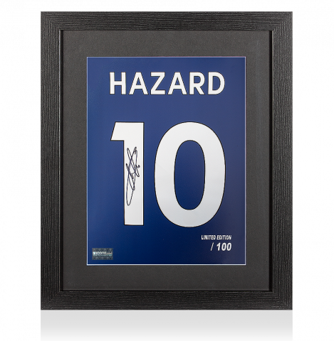 Eden Hazard Signed Chelsea Shirt Print In Black Wooden Frame: Limited Edition 'Hazard 10'
