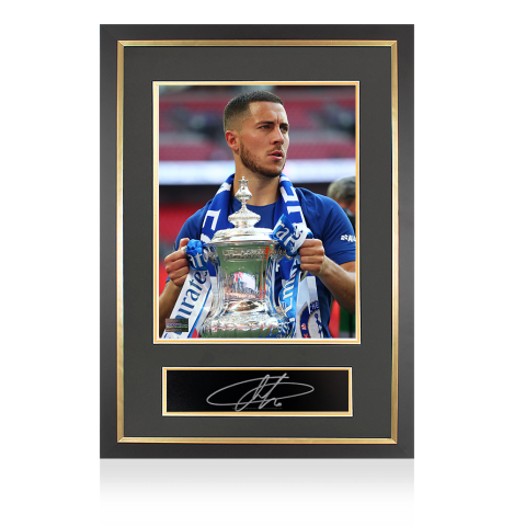 Eden Hazard Autographed Plaque and Photo Frame: FA Cup Winner