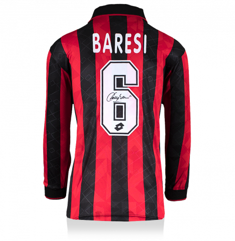 Franco Baresi Back Signed AC Milan 1994-95 Opel Long-Sleeved Home Shirt