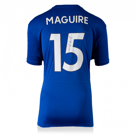 Harry Maguire Back Signed Leicester City 2018-19 Home Shirt With Fan Style Numbers
