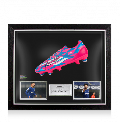 James Rodriguez Signed Adidas F10 adizero Boot In Bubble Frame: Everton