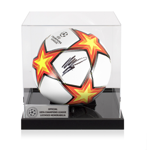 Memphis Depay Official UEFA Champions League Signed Football In Acrylic Case
