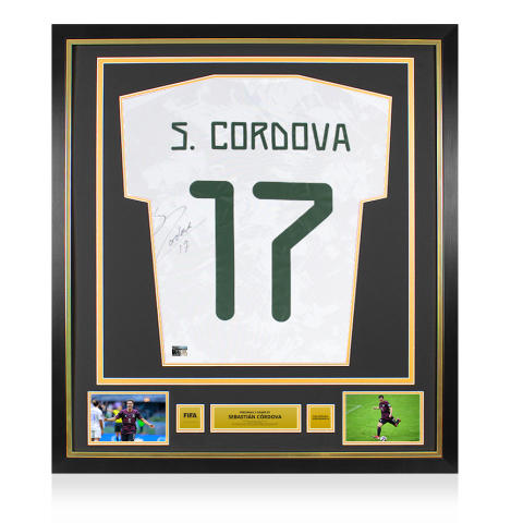 Sebastian Cordova Official FIFA World Cup™ Back Signed and Framed Mexico 2020 Away Shirt 