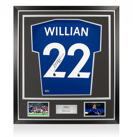 Willian Signed Chelsea 2017-18 Home Shirt In Classic Frame