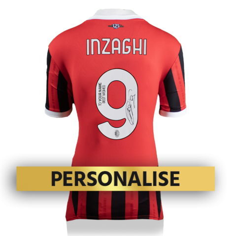 PRE-ORDER Filippo Inzaghi Signed and Personally Dedicated AC Milan Home Shirt