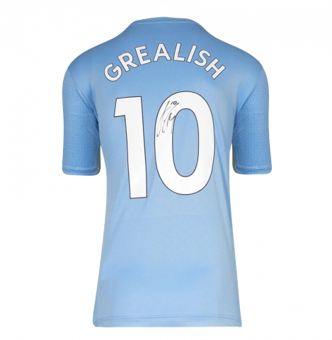 Jack Grealish Back Signed Manchester City 2021-22 Home Shirt In Deluxe Packaging