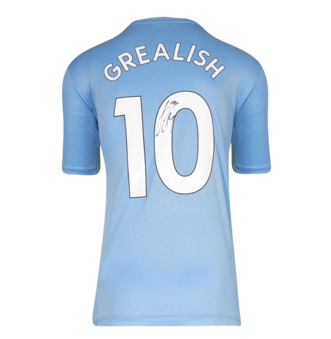 Jack Grealish Official UEFA Champions League Back Signed Manchester City 2021-22 Home Shirt In Deluxe Packaging