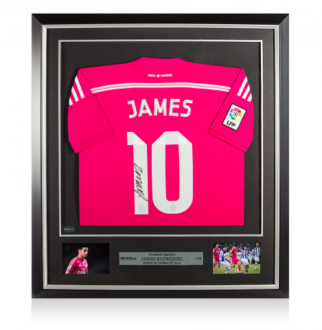 James Rodriguez Signed and Framed Real Madrid 2014-15 Away Shirt