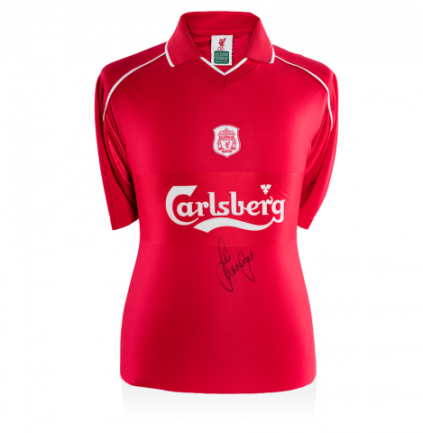Jamie Carragher Front Signed Liverpool 2000-02 Home Shirt: 2001 Treble Edition