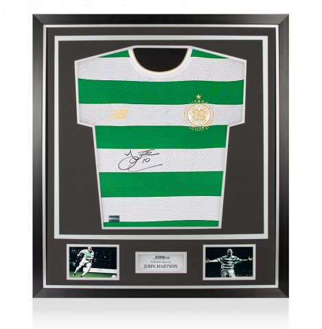 John Hartson Front Signed Modern Celtic Home Shirt In Classic Frame