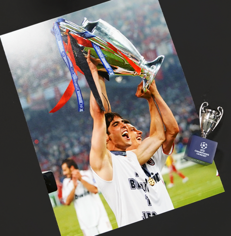 Kaka Official UEFA Champions League Back Signed and Framed AC Milan Retro Shirt - Silver Bundle Kaka Official UEFA Champions League Back Signed and Framed AC Milan Retro Shirt - Silver Bundle