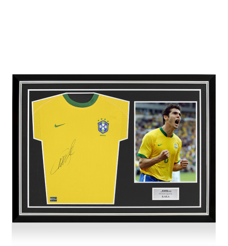 Kaka Front Signed Brazil 2000 Home Shirt In Hero Frame: Option 1