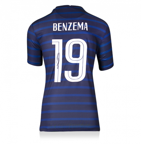 Karim Benzema Signed France 2020-21 Home Shirt With Fan Style Number