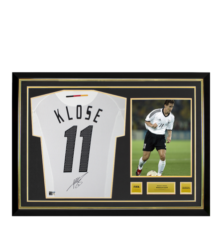 Miroslav Klose Official 2002 FIFA World Cup™ Back Signed and Hero Framed Germany 2002-04 Home Shirt 