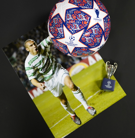 Henrik Larsson Official UEFA Champions League Back Signed and Framed Celtic Retro Home Shirt - Gold Bundle Henrik Larsson Official UEFA Champions League Back Signed and Framed Celtic Retro Home Shirt - Gold Bundle