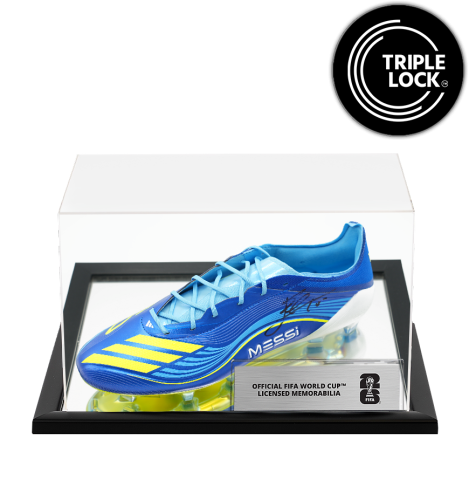 Lionel Messi Official 2026 FIFA World Cup™ Signed Adidas F50 Elite Boot In Acrylic Case