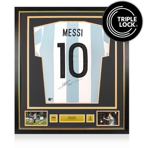 Lionel Messi Official 2018 FIFA World Cup™ Back Signed and Framed Argentina 2016-17 Home Shirt
