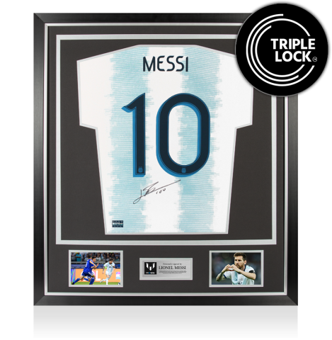 Lionel Messi Back Signed Argentina Copa America 2019 Home Shirt In Classic Frame