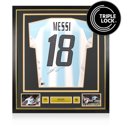 Lionel Messi Official 2006 FIFA World Cup™ Back Signed and Framed Argentina 2004-05 Home Shirt