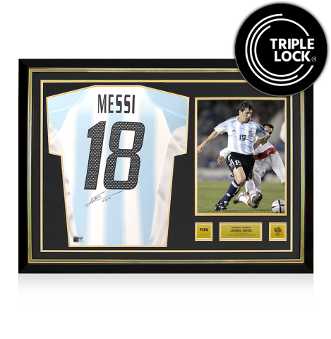 Lionel Messi Official 2006 FIFA World Cup™ Back Signed and Hero Framed Argentina 2004-05 Home Shirt
