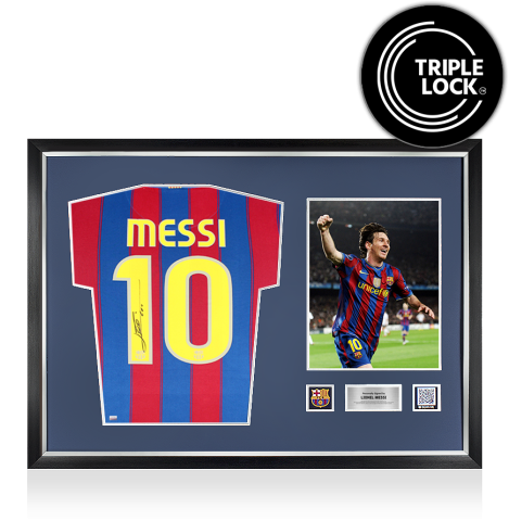 Lionel Messi Official FC Barcelona Back Signed and Framed 2009-10 Home Shirt