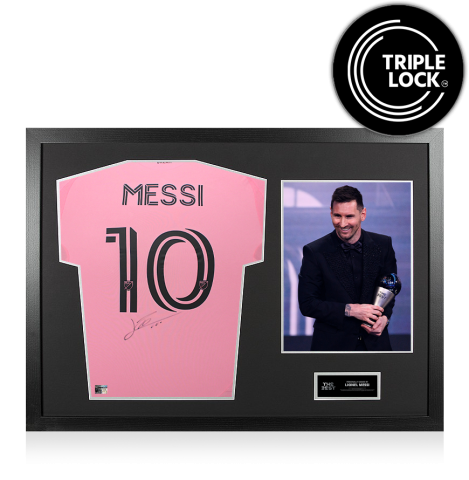 Lionel Messi Official The Best FIFA Football Awards™ Back Signed and Framed Inter Miami 2025 Home Shirt: 2022 Winner