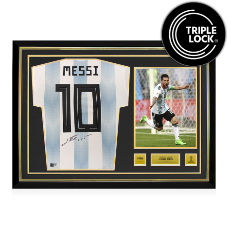 Lionel Messi Official 2018 FIFA World Cup™ Back Signed and Hero Framed Argentina 2018 Home Shirt