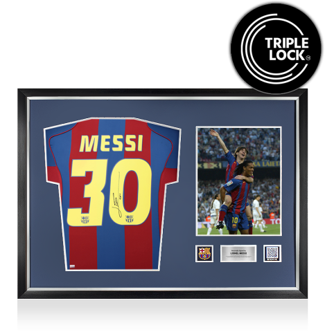 Lionel Messi Official FC Barcelona Back Signed and Framed 2004-05 Home Shirt
