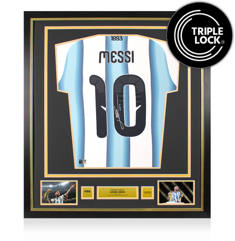 Lionel Messi Official FIFA World Cup&trade; Back Signed and Framed Argentina 2026 Home Shirt Match Issue