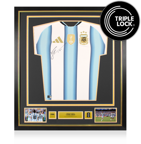 PRE-ORDER Lionel Messi Official 2026 FIFA World Cup™ Front Signed and Framed Argentina 2026 Home Shirt