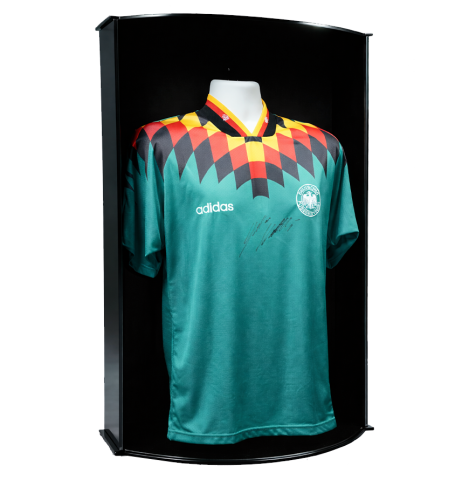Lothar Matthaus Front Signed Germany 1994-96 Away Shirt In Icons Premier Display