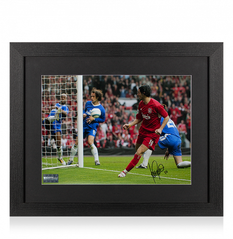 Luis Garcia Signed Liverpool Photo In Black Wooden Frame: 'Ghost Goal' vs Chelsea