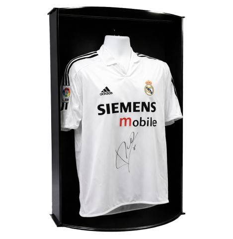 Luis Figo Front Signed Real Madrid 2004-05 Home Shirt In Icons Premier Display