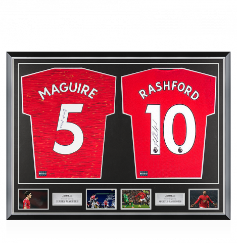 Harry Maguire & Marcus Rashford Signed Manchester United Shirts In Classic Dual Frame
