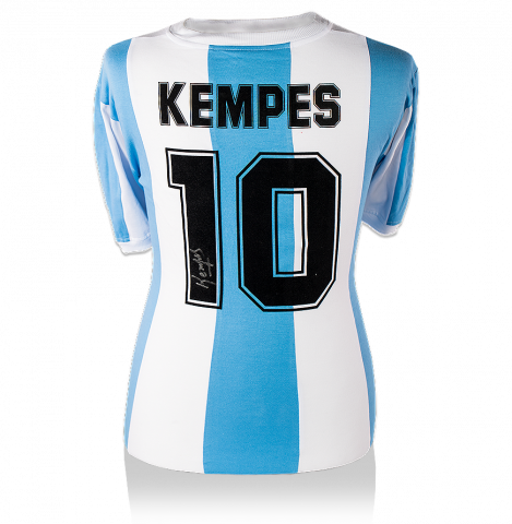 Mario Kempes Back Signed Argentina 1978 Home Shirt