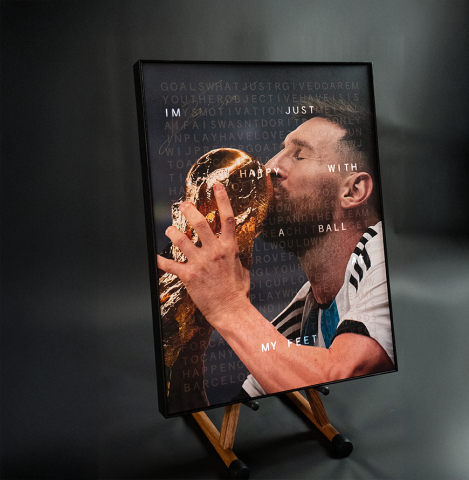 Lionel Messi Signed Argentina Motiva Artwork Display