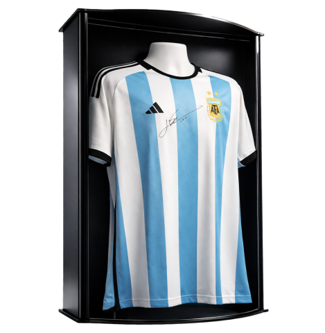 Lionel Messi Front Signed Argentina 2022 Home Shirt In Icons Premier Display