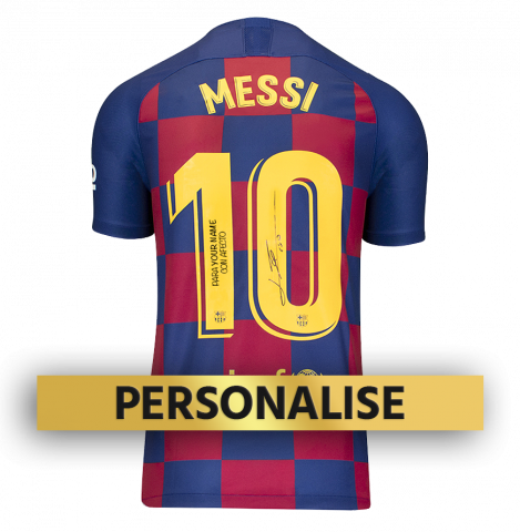 PRE-ORDER Lionel Messi Signed and Personally Dedicated FC Barcelona Home Shirt