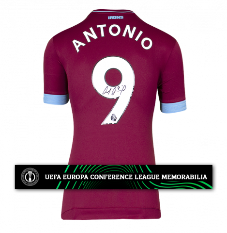 Michail Antonio Official UEFA Europa Conference League Back Signed West Ham United 2018-19 Home Shirt