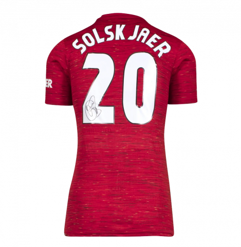 Ole Gunnar Solskjaer Back Signed Manchester United 2020-21 Home Shirt In Deluxe Packaging