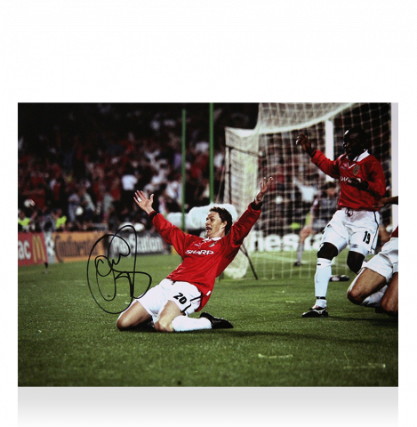 Ole Gunnar Solskjaer Signed Manchester United Photo: 1999 UEFA Champions League Final Goal