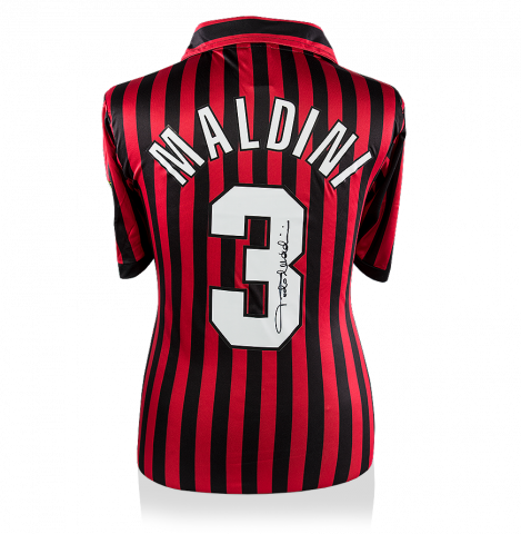 Paolo Maldini Back Signed Adidas AC Milan 1992-93 Home Shirt