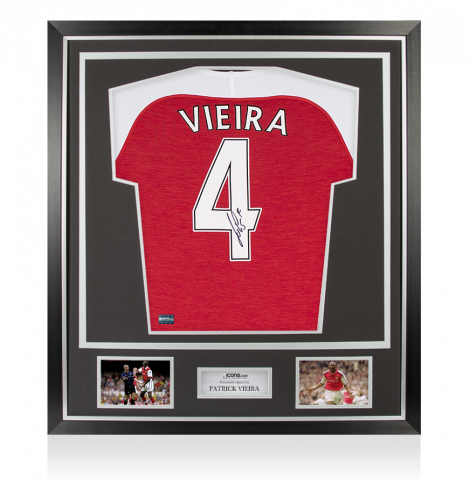 Patrick Vieira Back Signed Modern Arsenal Home Shirt In Classic Frame