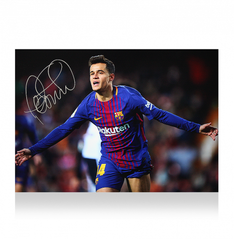 Philippe Coutinho Signed FC Barcelona Photo: Goal vs Valencia