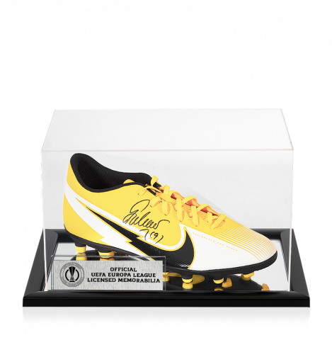 Radamel Falcao Official UEFA Europa League Signed Orange and White Nike Mercurial Vapor Boot In Acrylic Case