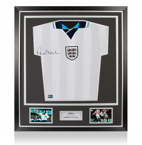 Robbie Fowler Front Signed England 1996 Home Shirt In Classic Frame